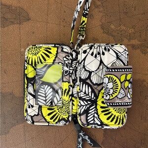 Vera Bradley Floral Wristlet - Yellow, Black, and White